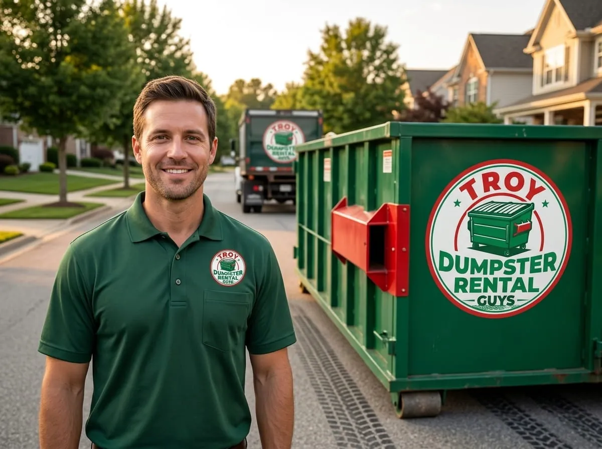 Aerial view of a Troy NY neighborhood served by Troy Dumpster Rental Guys